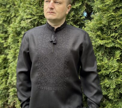 Вишиванка чоловіча Білосвіт святковий (чорний льон)