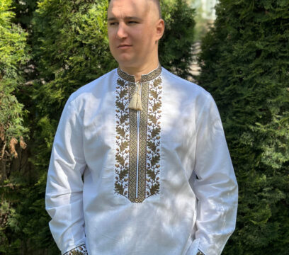 Вишиванка чоловіча Дуб (льон білий)