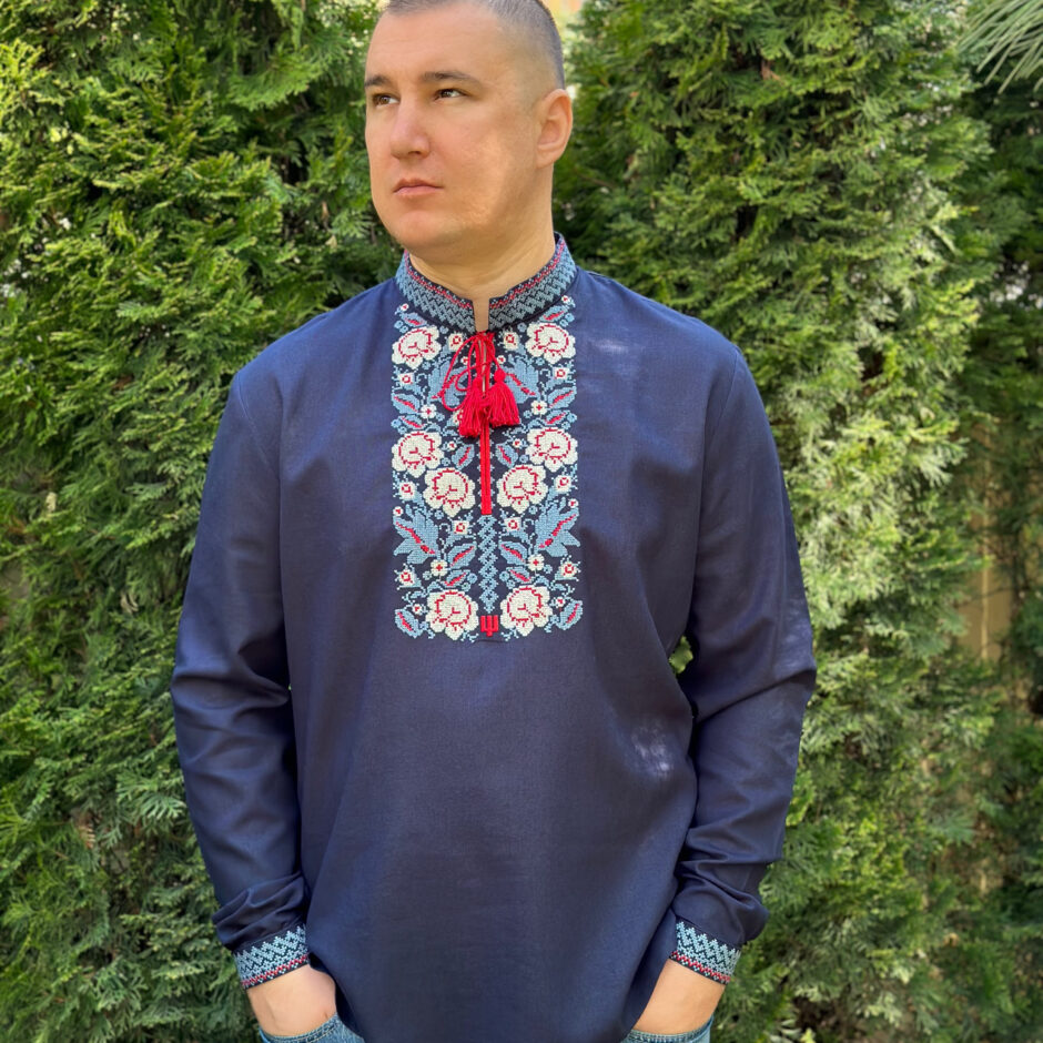 Вишиванка чоловіча “Квіткова”(льон)