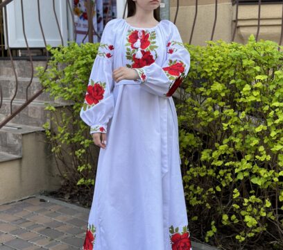Вишита сукня Троянди довга(8498)БЧ