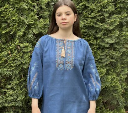 Вишиванка жіноча Милослава (льон синій)