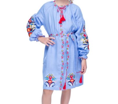 Сукня вишита для дівчинки “Сона”(блакитна)