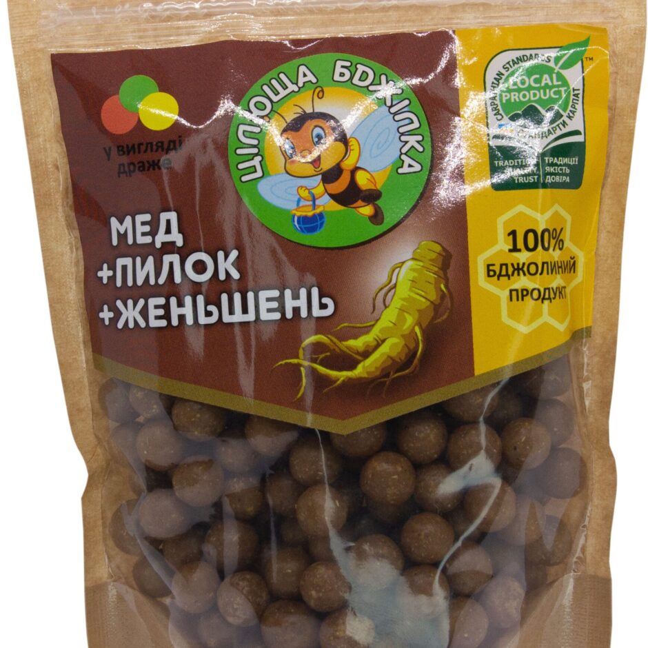 Драже цілюща бджілка “мед+пилок+женьшень”