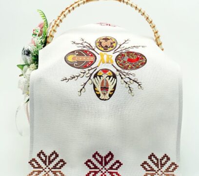 Рушник пасхальний Великдень (бежево-коричневий)